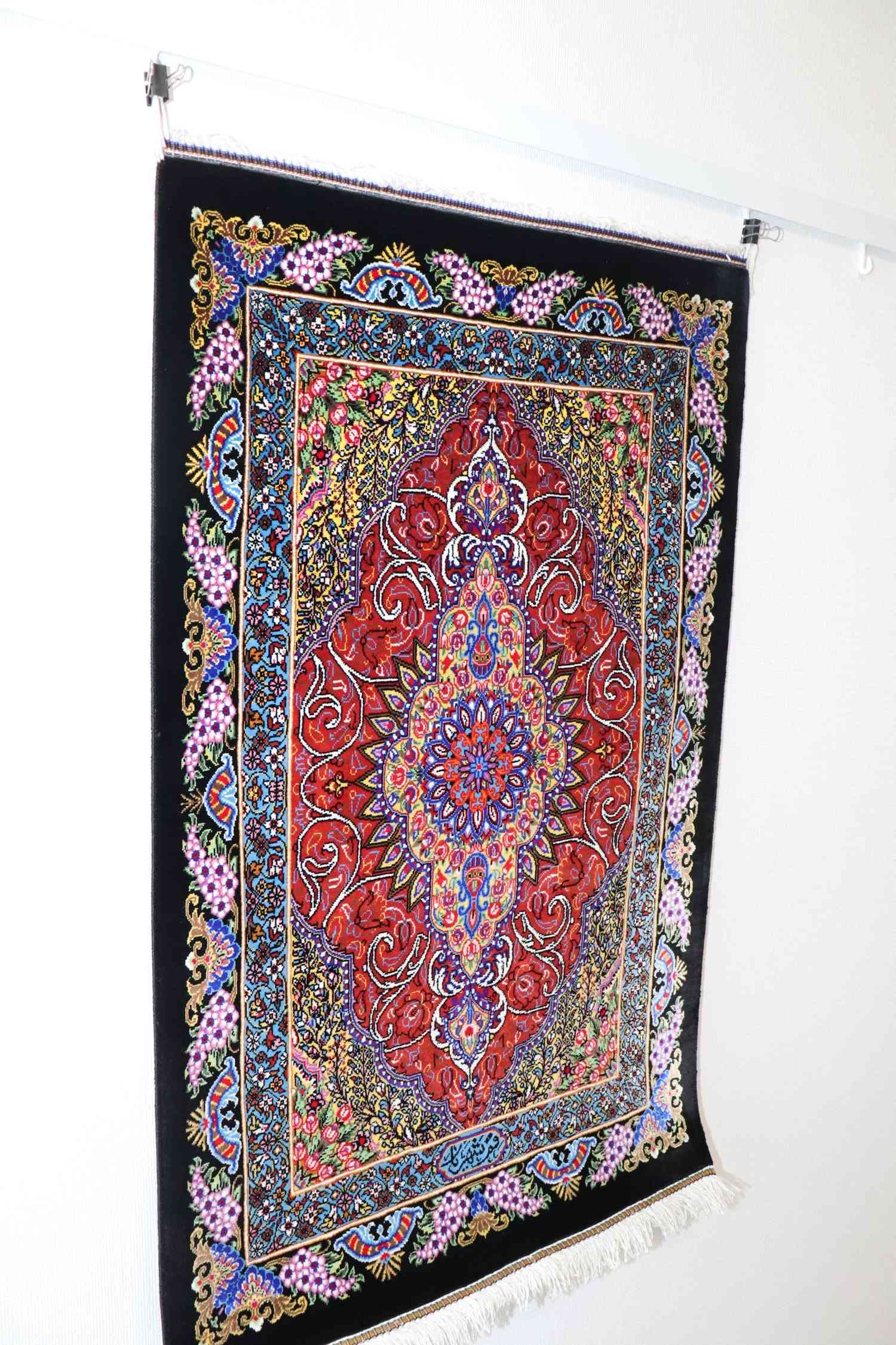 ペルシャ絨毯クム産 シルク 100% [Mehpur/メヘプル工房] メダリオン柄