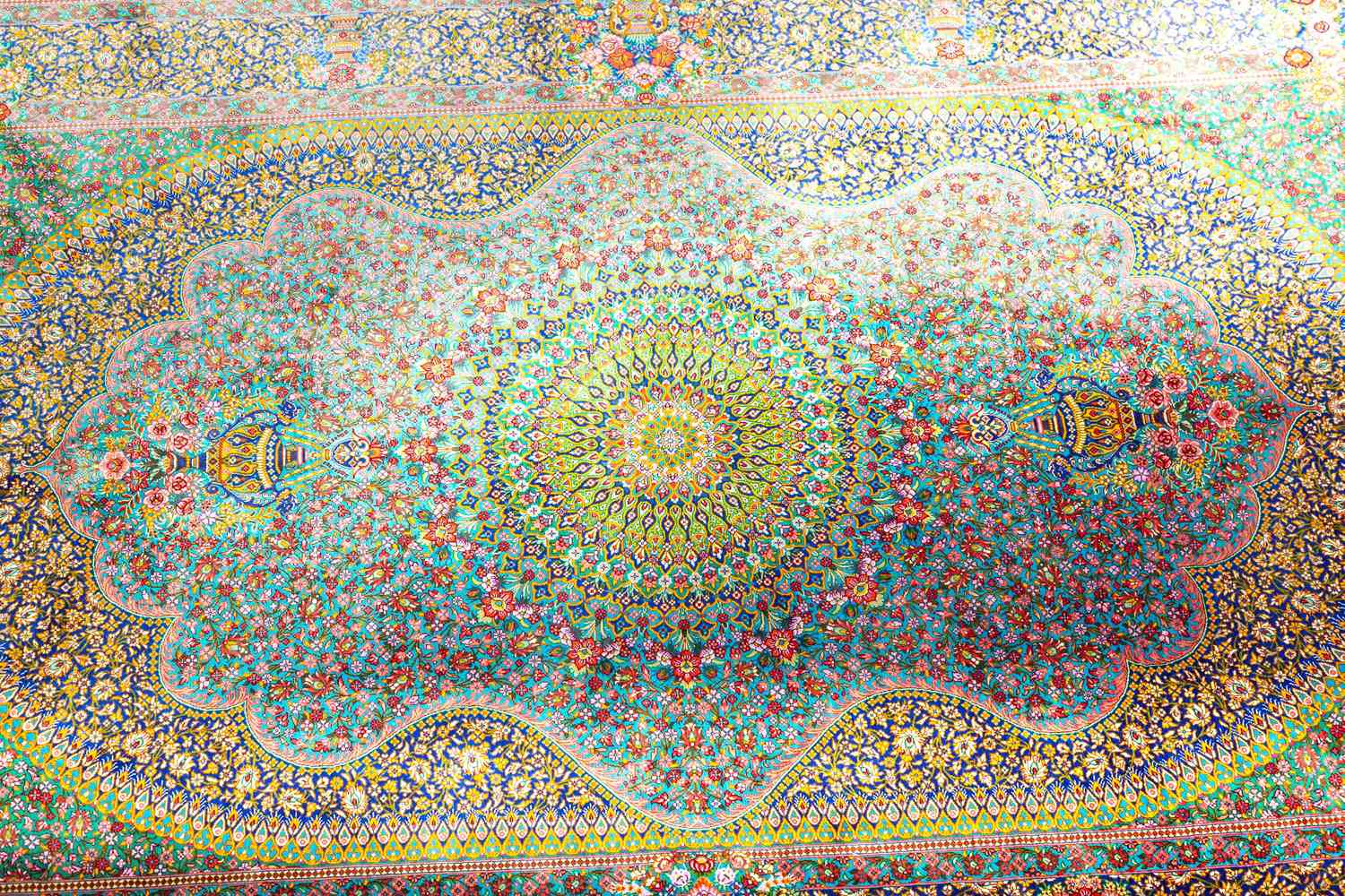 ペルシャ絨毯 クム産 シルク100% ID:1404 Arbalu/アルバル工房 - ペルシャ絨毯専門店(ゴレスタン)