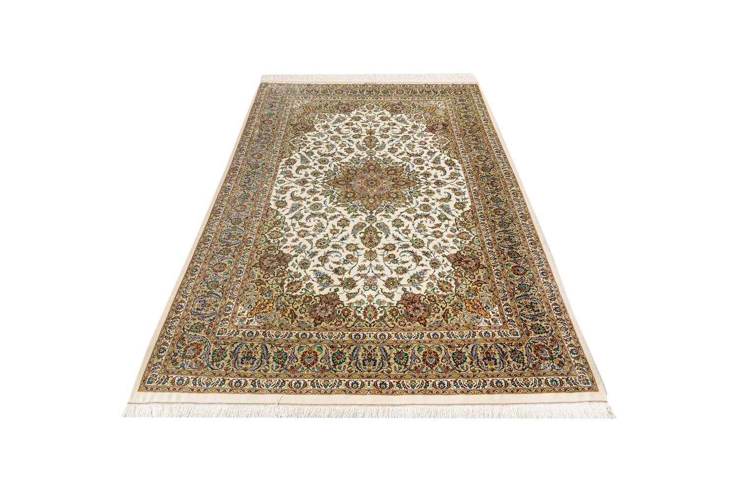 ペルシャ絨毯 クム産 シルク100% [アルバル工房] カーシャン柄