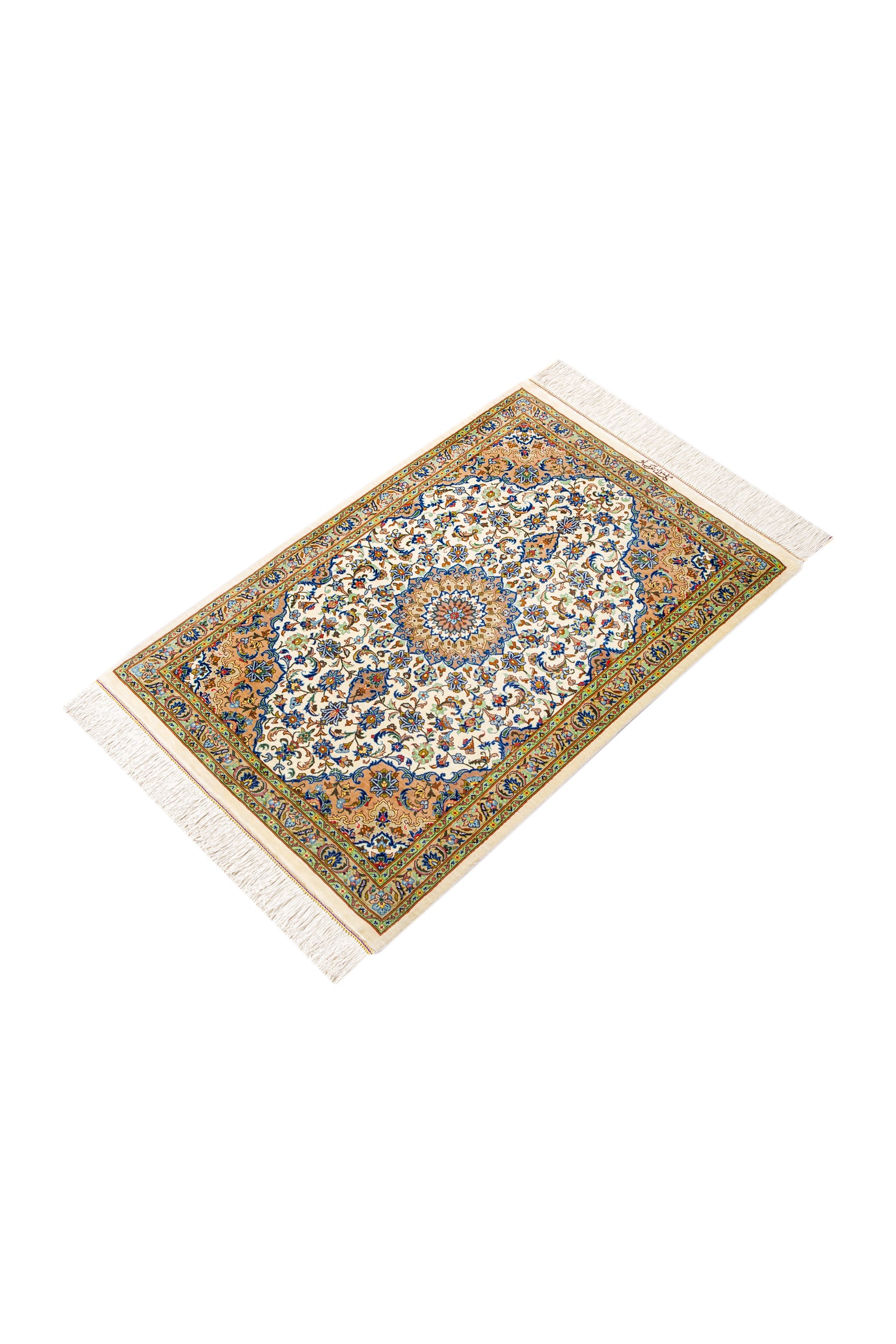 ペルシャ絨毯 クム産 シルク100％ 85cm×55cm ペルシャ絨毯 クム産 シルク100％』 ｜骨董品買取 緑和堂
