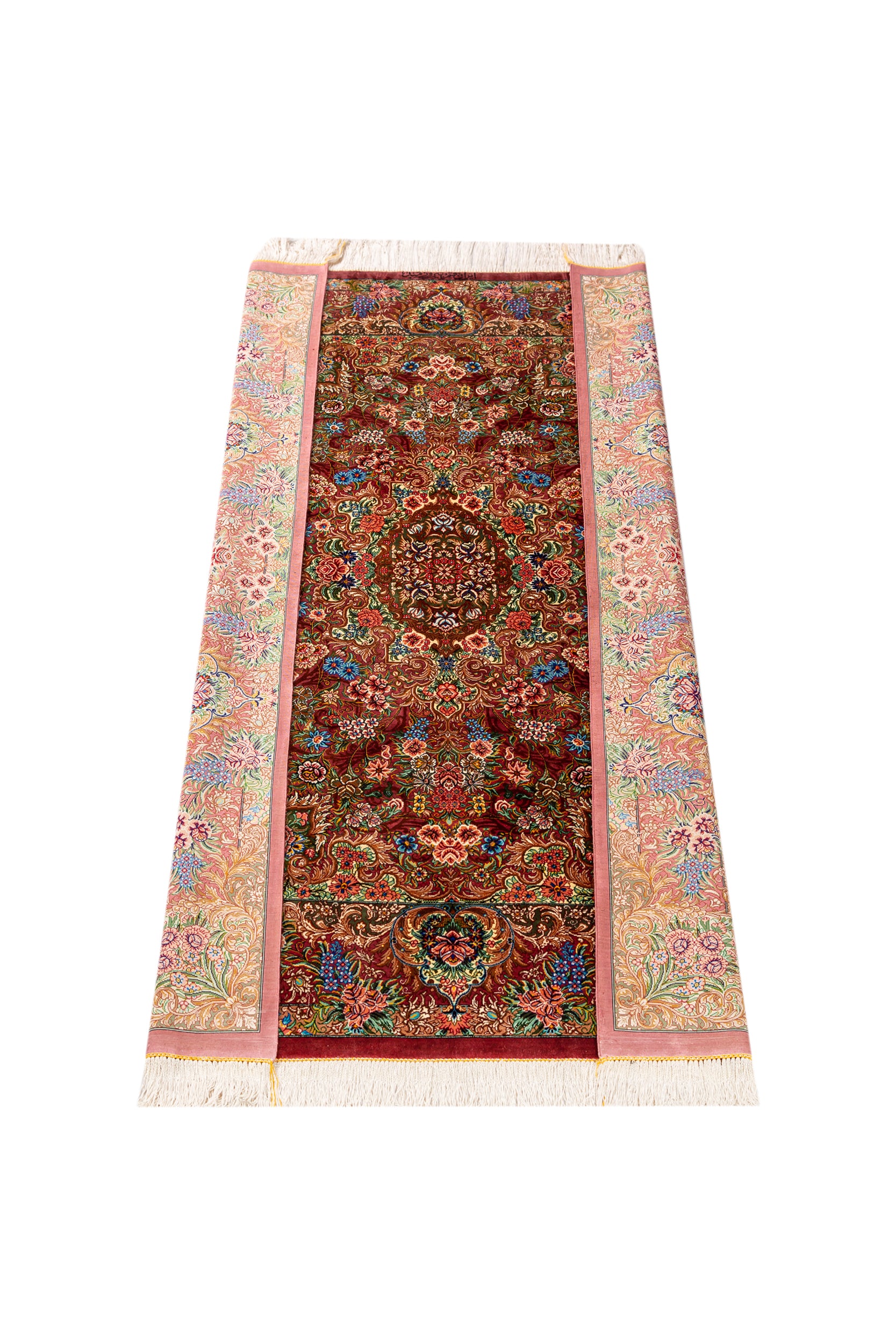 ペルシャ絨毯 クム産 シルク 100% [Piruzmand工房] メダリオン柄 ID1437