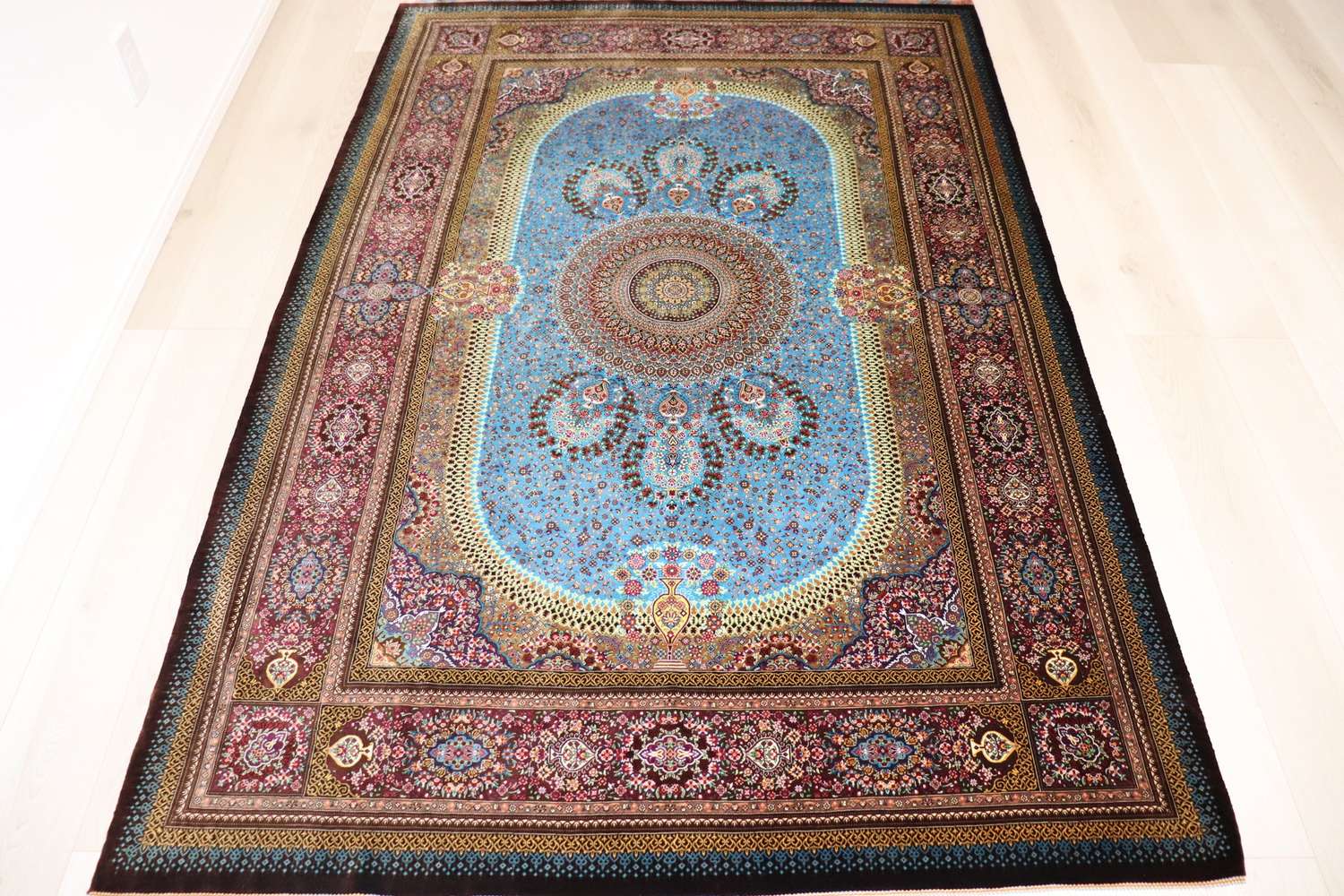 ペルシャ絨毯 シルク クム産 142x95 ペルシャ絨毯 シルク クム産 142x95