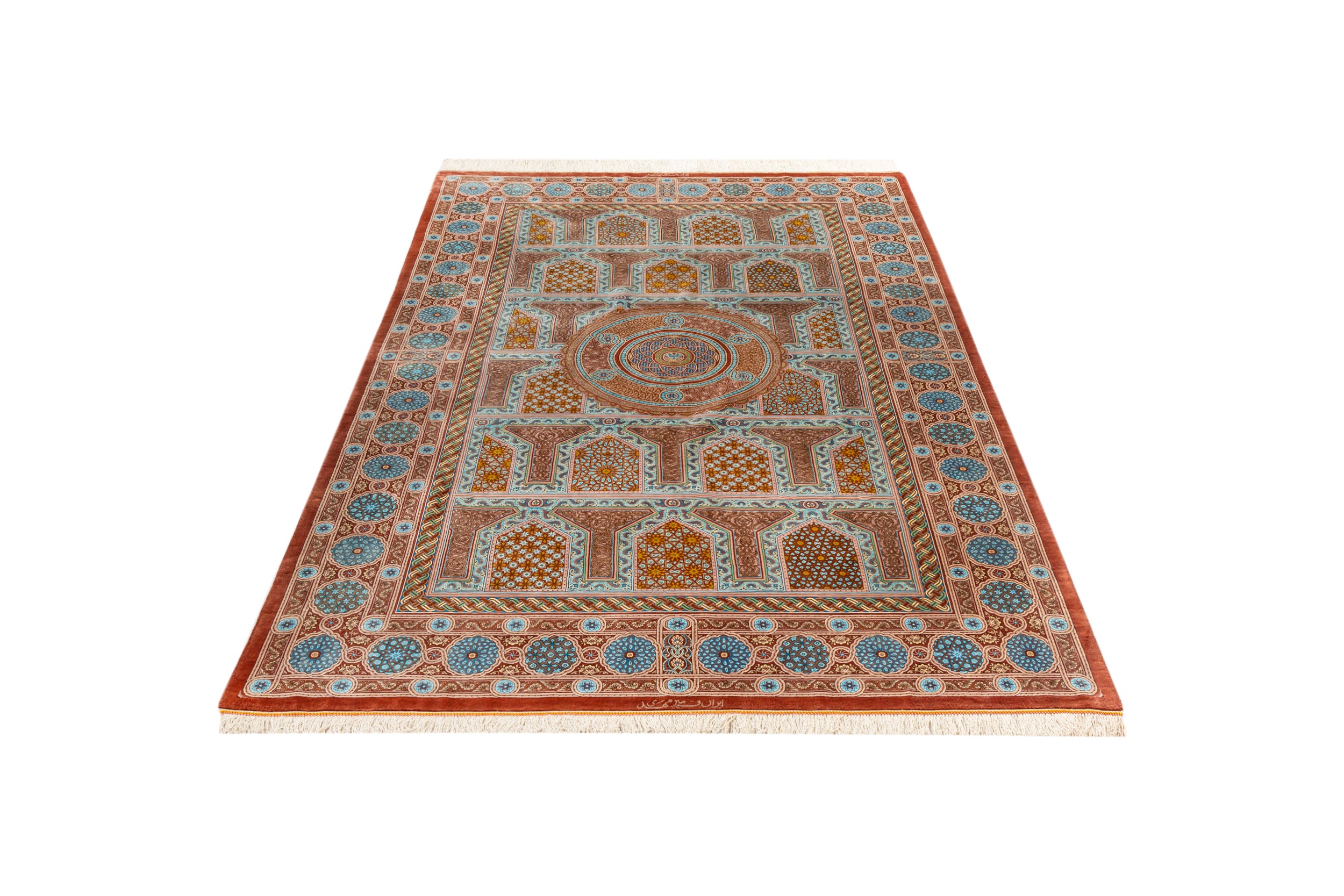 ペルシャ絨毯 クム産 シルク100% ミルメヒディ工房 ID21009