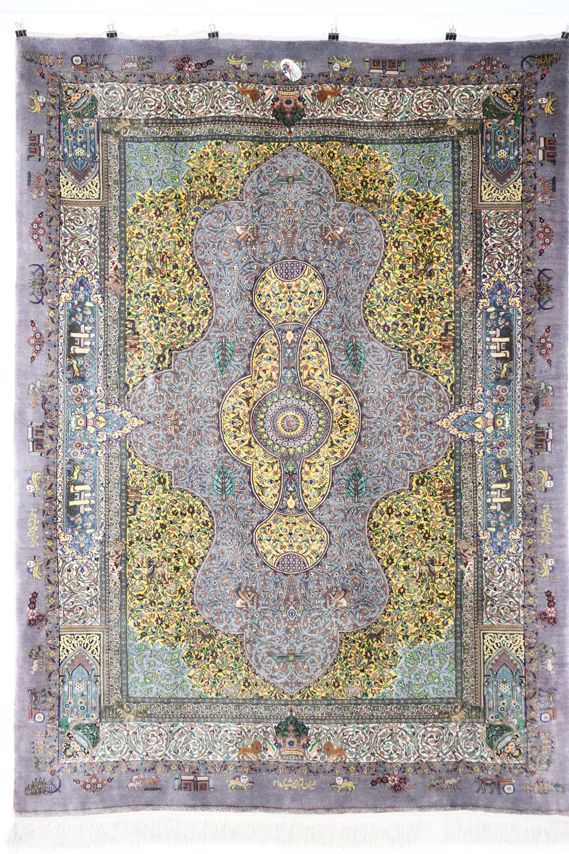 【ジャムシディ工房】クム産 オールシルク ペルシャ絨毯 ジャムシディ工房】クム産 オールシルク ペルシャ絨毯 ジャムシディ