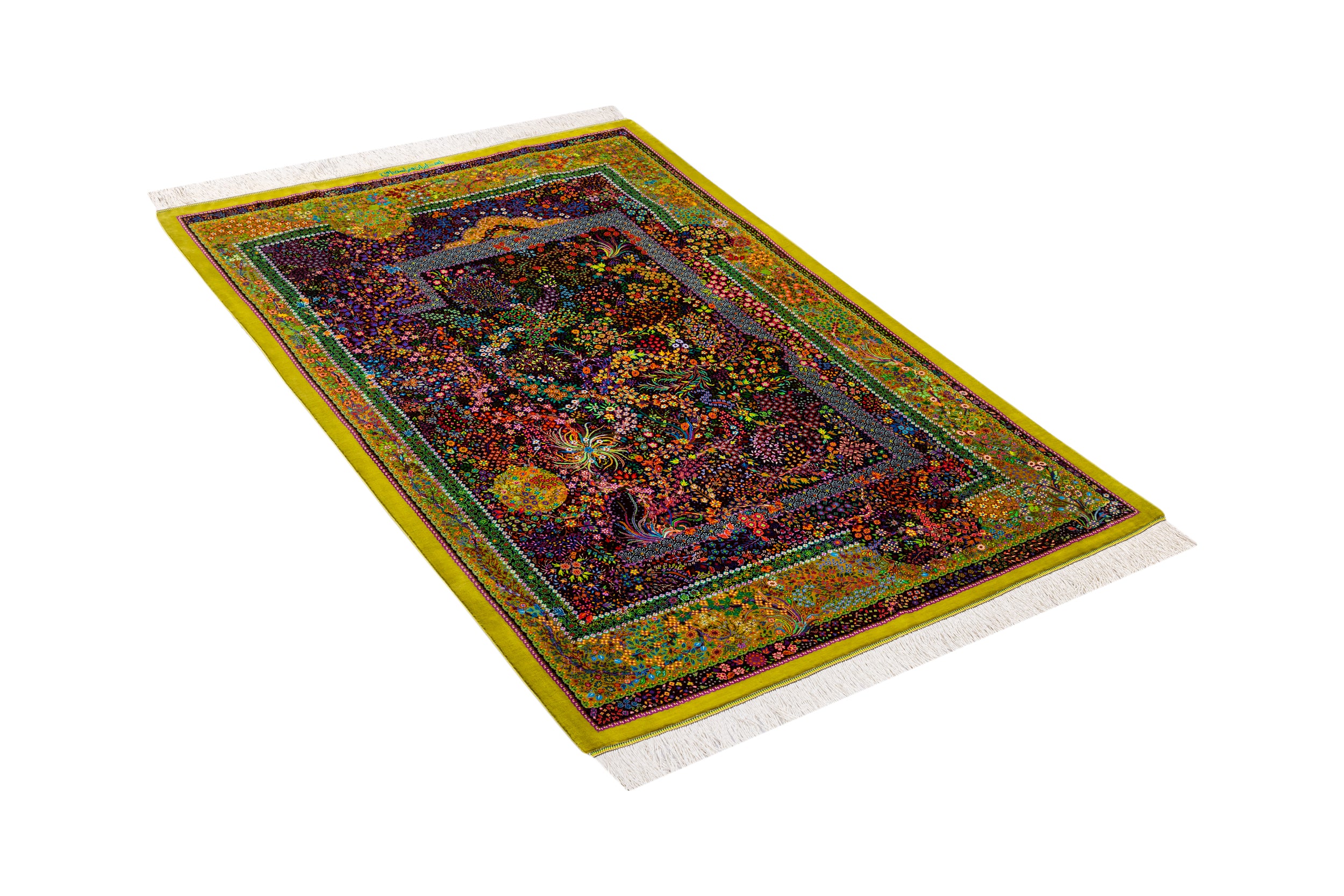 ペルシャ絨毯 クム産 シルク100% [エスハギ工房] 人気工房有名作品