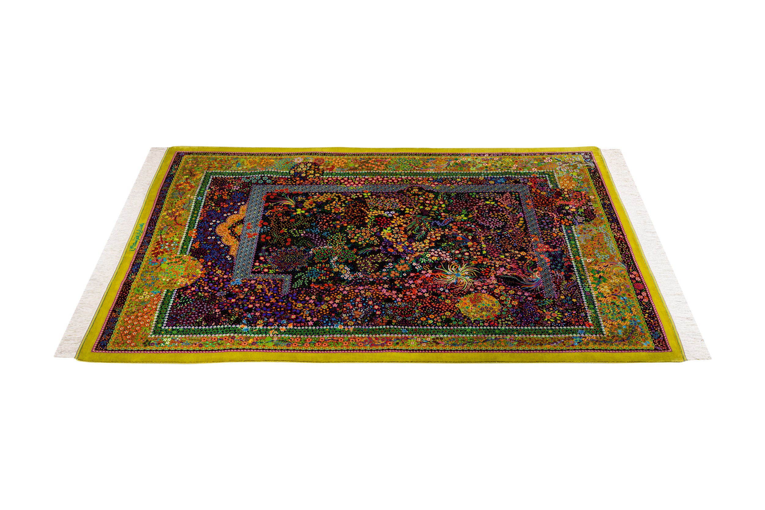 ペルシャ絨毯 クム産 シルク100% [エスハギ工房] 人気工房有名作品