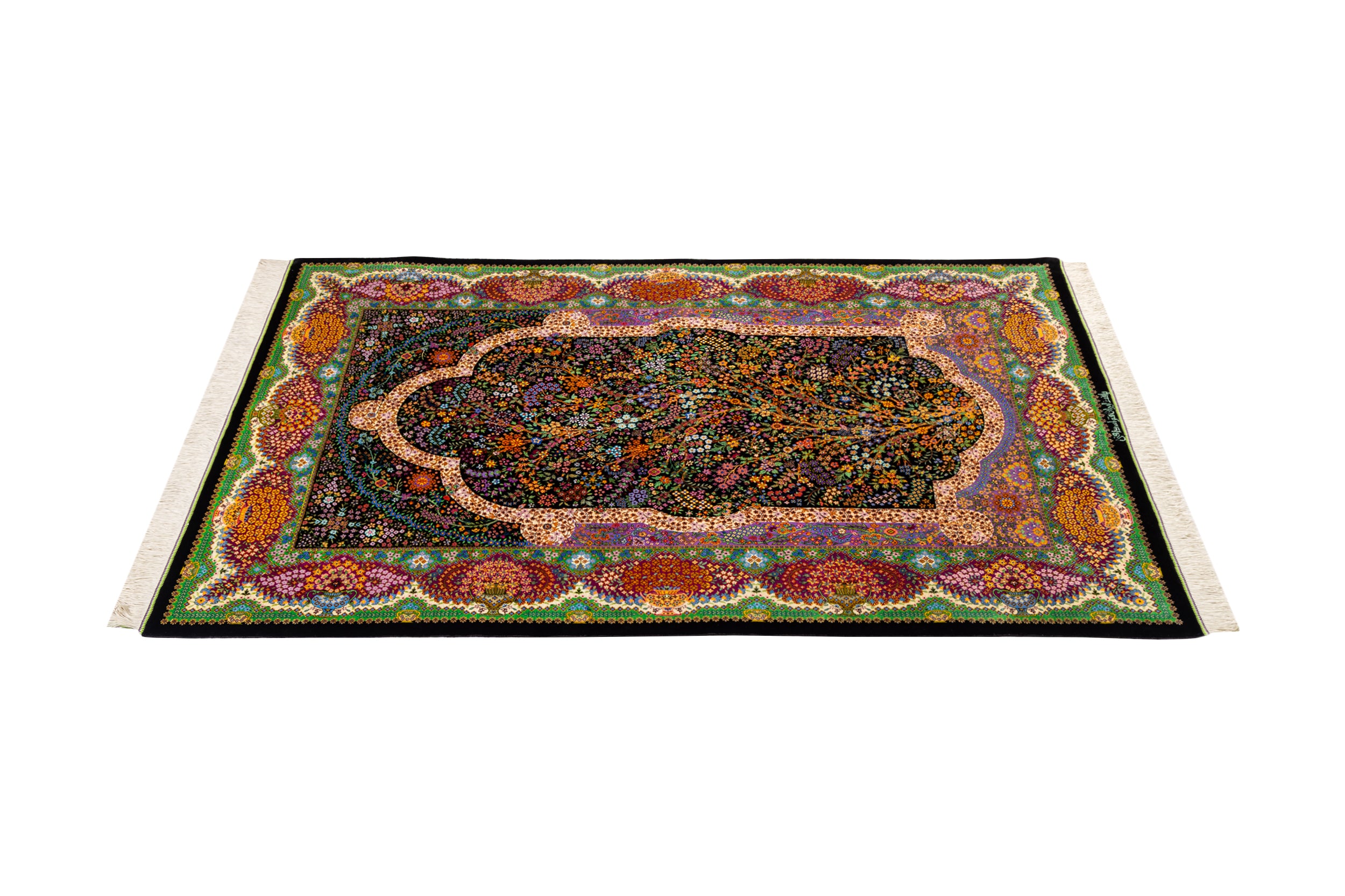 ペルシャ絨毯 クム産 シルク100% [エスハギ工房] 繁栄の継続 生命の樹