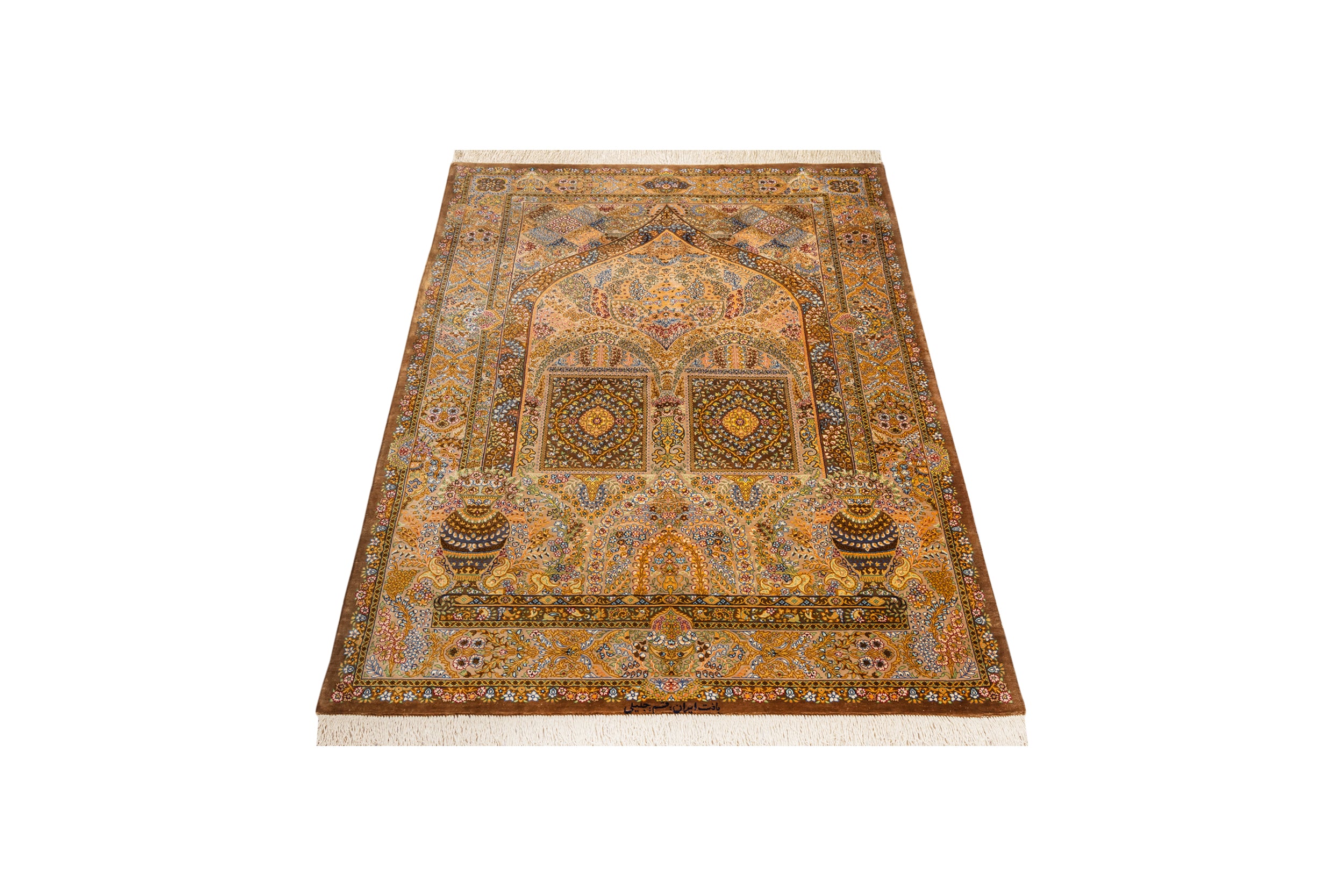 ペルシャ絨毯 クム産 シルク100% ジャリリ工房 リビングスペースサイズ