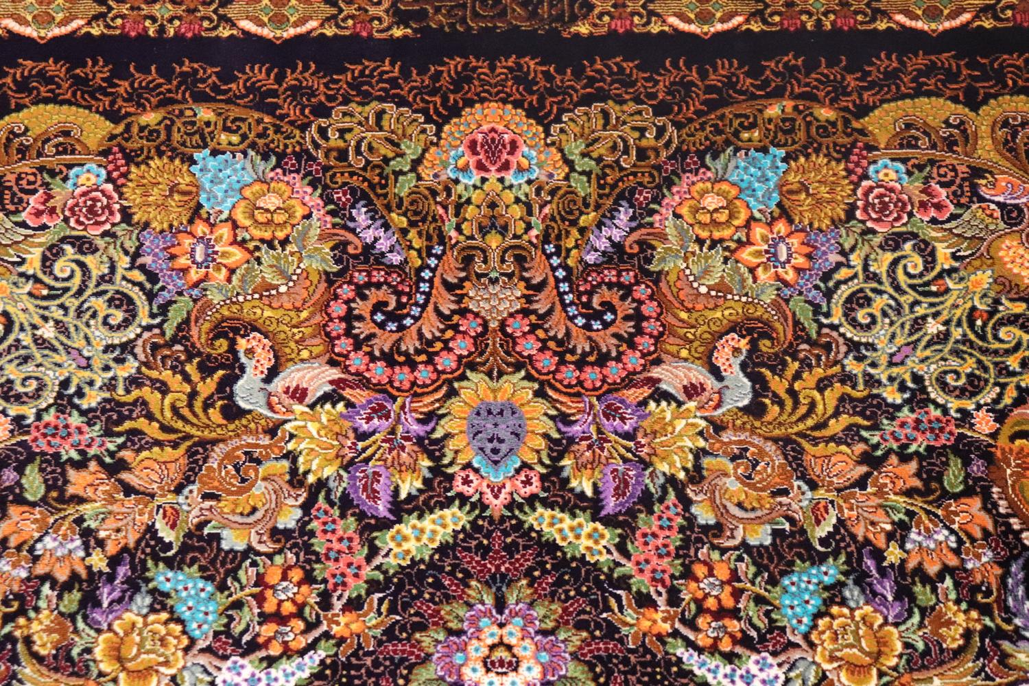 【美品】クム産　ペルシャ絨毯　シルク　絵画 ペルシャ絨毯 シルク クム産 シャフィ工房 | ギャラリー兼井