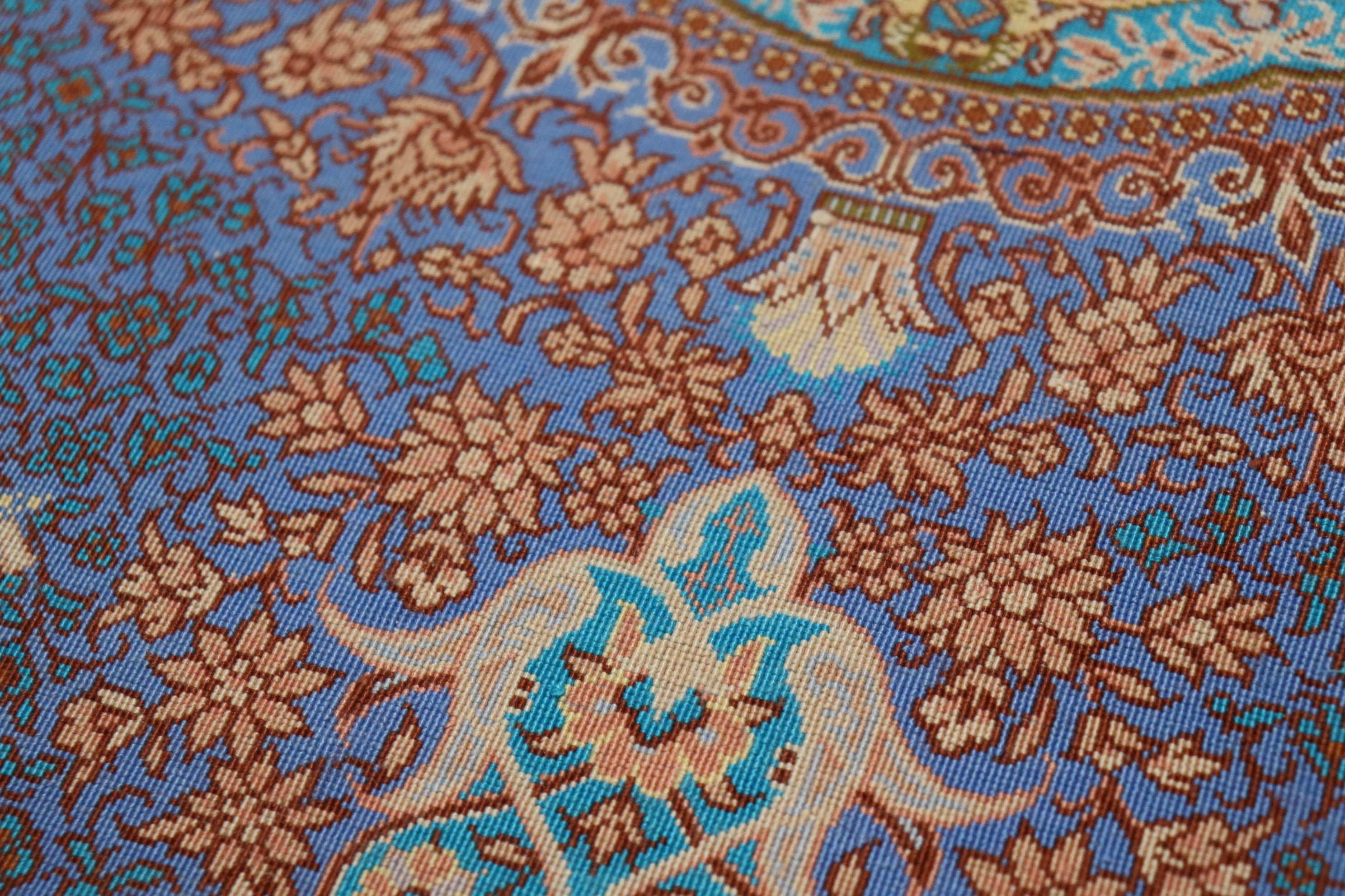 【美品】 ペルシャ絨毯 手織り クム Qom 産 メダリオン柄 シルク ペルシャ絨毯 クム産 シルク100% [ニクカル工房] 格式あるメダリオン柄