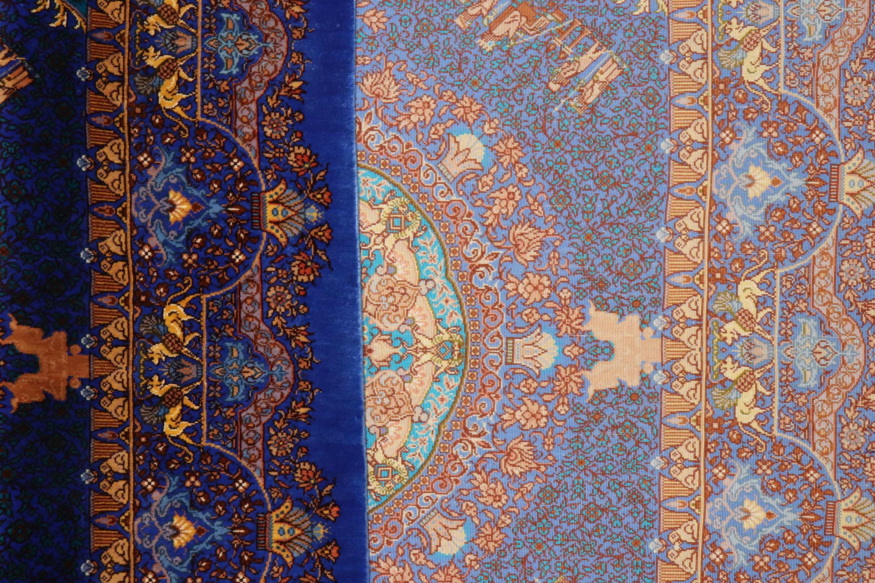 【美品】 ペルシャ絨毯 手織り クム Qom 産 メダリオン柄 シルク ペルシャ絨毯 クム産 シルク100% [ニクカル工房] 格式あるメダリオン柄