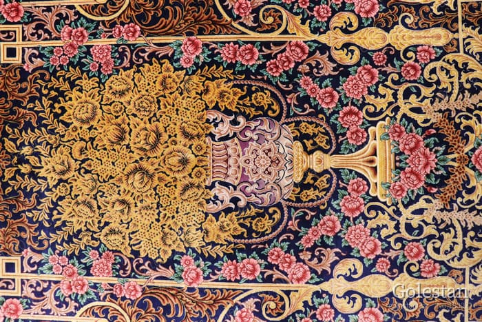 ミルメヒディ工房 ゴールドの薔薇と花瓶 107×164cm (ID18002) - 画像13
