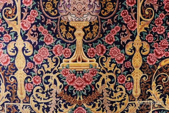 ミルメヒディ工房 ゴールドの薔薇と花瓶 107×164cm (ID18002) - 画像14