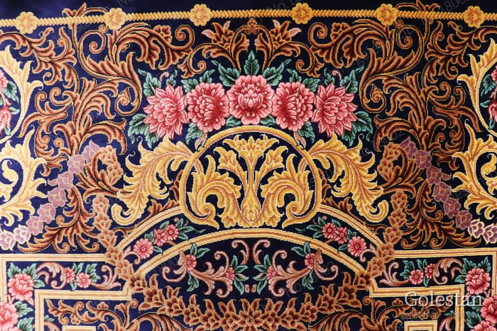 ミルメヒディ工房 ゴールドの薔薇と花瓶 107×164cm (ID18002) - 画像17