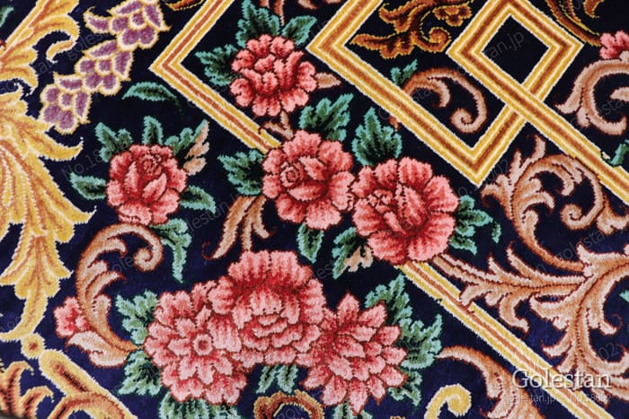 ミルメヒディ工房 ゴールドの薔薇と花瓶 107×164cm (ID18002) - 画像20