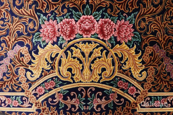 ミルメヒディ工房 ゴールドの薔薇と花瓶 107×164cm (ID18002) - 画像21