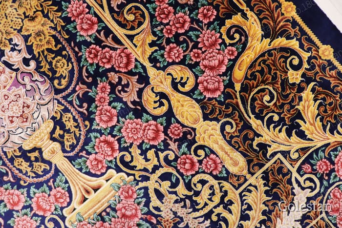 ミルメヒディ工房 ゴールドの薔薇と花瓶 107×164cm (ID18002) - 画像26
