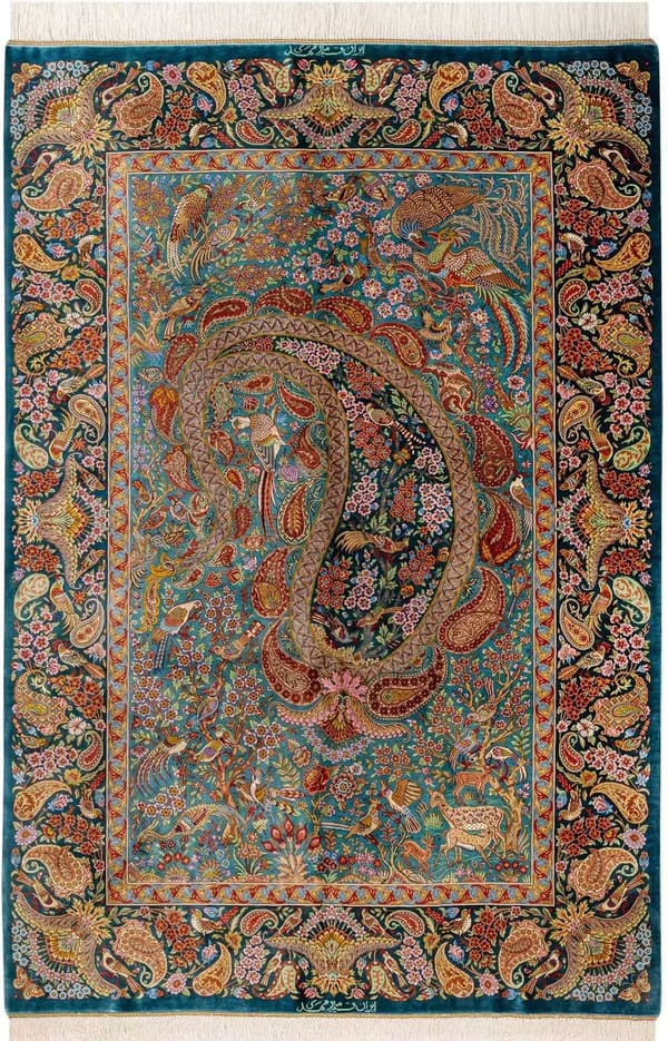ミルメヒディ工房 小鳥たちの楽園 ペイズリー 107×156cm (ID18005)