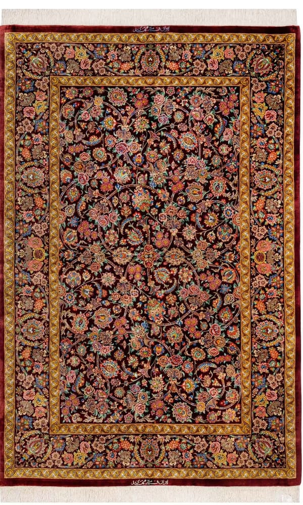 ミルメヒディ工房 エスミーリー文様 ダークレッド 107×163cm (ID18011)