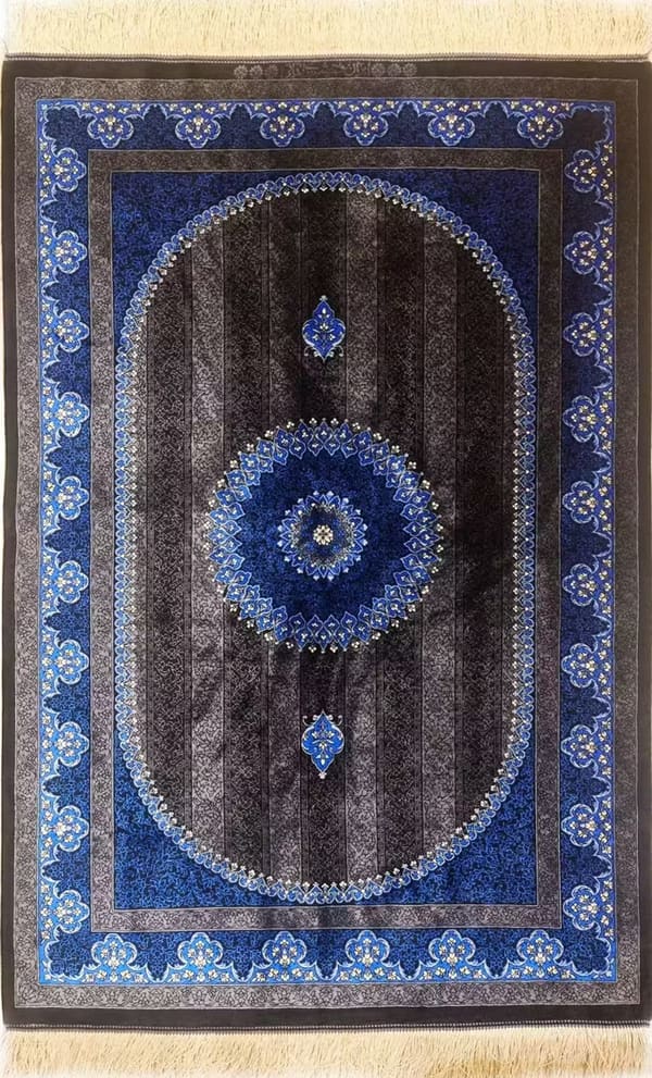 ショベイリイマニ工房 シックなメダリオン 黒 76×120cm (ID18029)