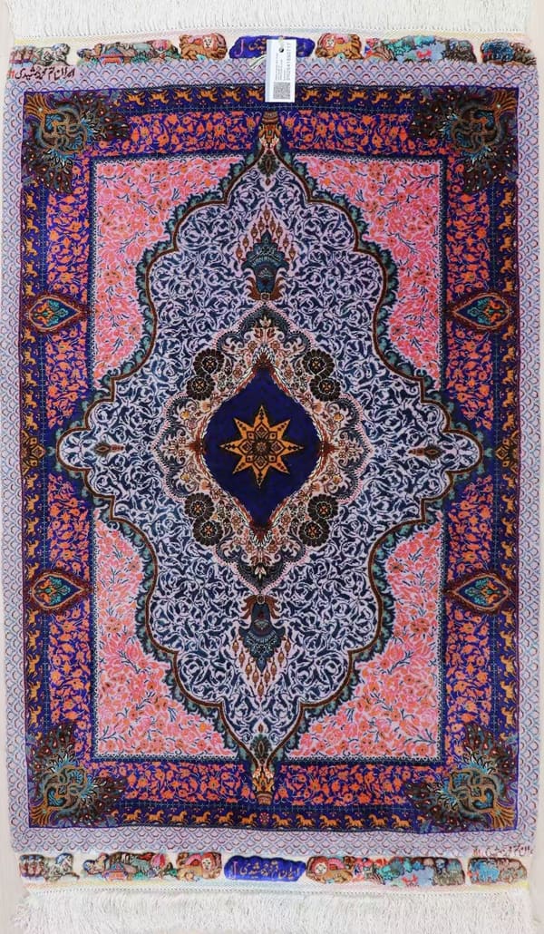 モハマド・ジャムシディ工房 草木染 最高密度メダリオン 59×91cm (ID18034)