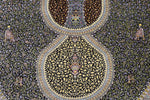 色彩の小宇宙 【ジャムシディ工房】 クム産シルク 195×317cm 黒×極彩色「夜の庭園」ID2300
