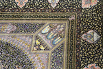 色彩の小宇宙 【ジャムシディ工房】 クム産シルク 195×317cm 黒×極彩色「夜の庭園」ID2300