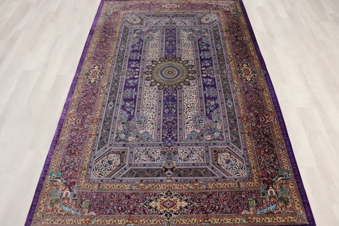巨匠【アッバス・ジャムシディ】リビングサイズ212×132cm 風景と幾何学が融合する「紫の小宇宙」ID25014
