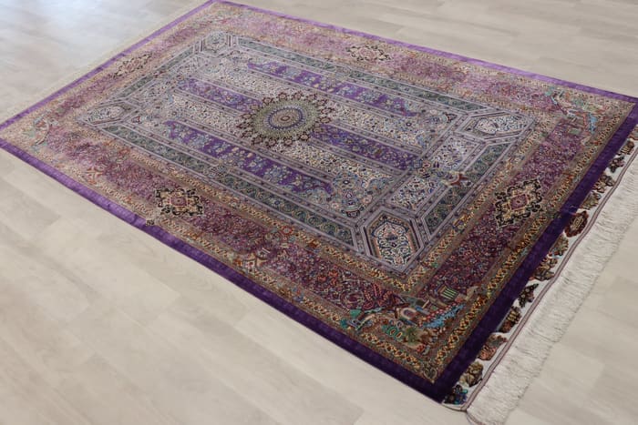 巨匠【アッバス・ジャムシディ】リビングサイズ212×132cm 風景と幾何学が融合する「紫の小宇宙」ID25014