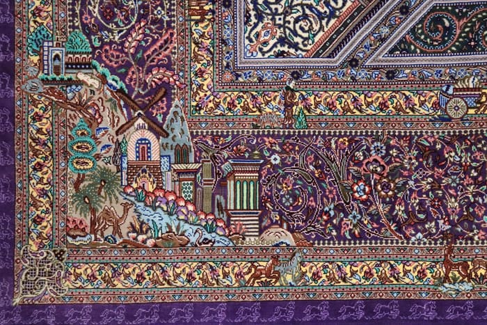 巨匠【アッバス・ジャムシディ】リビングサイズ212×132cm 風景と幾何学が融合する「紫の小宇宙」ID25014