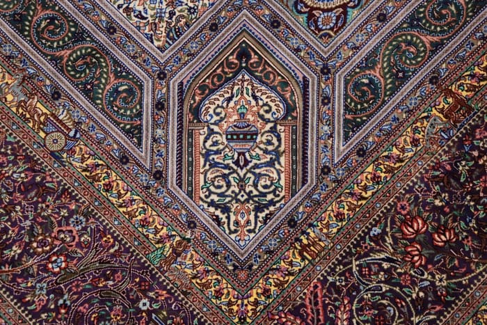 巨匠【アッバス・ジャムシディ】リビングサイズ212×132cm 風景と幾何学が融合する「紫の小宇宙」ID25014