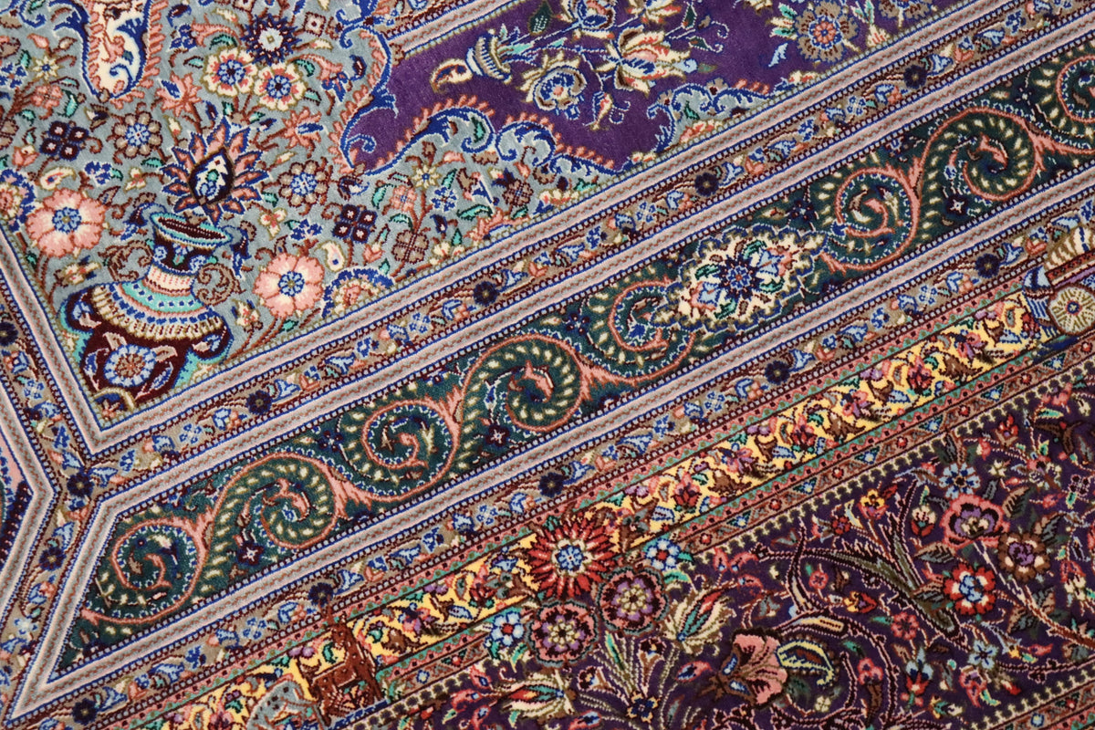 巨匠【アッバス・ジャムシディ】リビングサイズ212×132cm 風景と幾何学が融合する「紫の小宇宙」ID25014