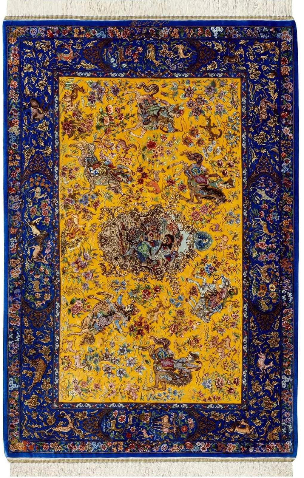 至高のクム産シルク 【ミルメヒディ工房】作 王者の伝説を織り込んだ「狩猟文様」  ID25016