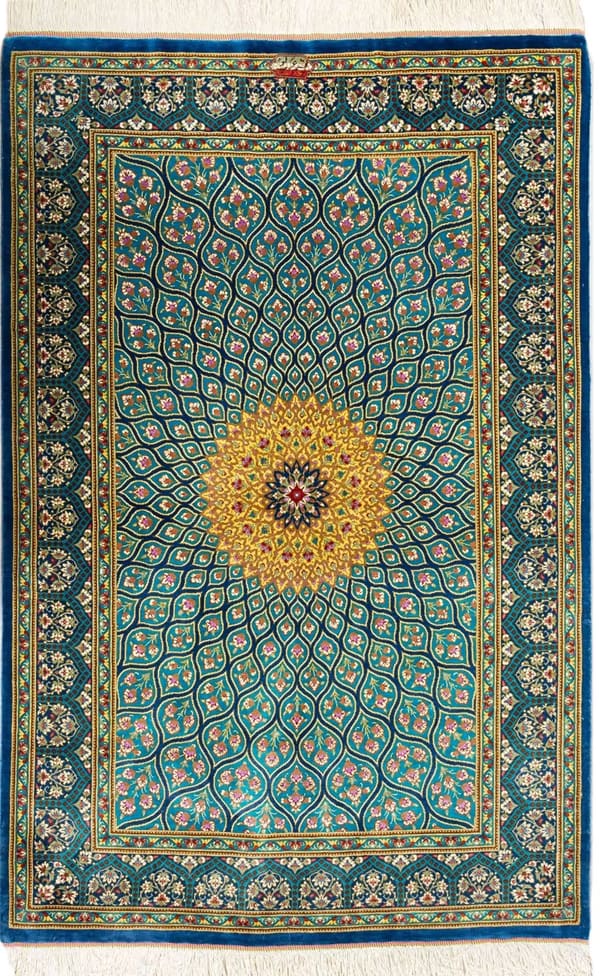 アルバル工房 ドーム文様(ゴンバディー)青緑 81×119cm (ID8033)