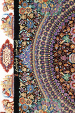 「漆黒の宝石」【ジャムシディ工房（アッバス）】 89×59cm 黒「Midnight Jewel」クム産シルク ID25022