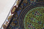 稀代のカラーリング 【ジャムシディ工房（アッバス）】 92×62cm ライムグリーン×紫「春の芽吹き」クム産シルク ID25021