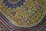 稀代のカラーリング 【ジャムシディ工房（アッバス）】 92×62cm ライムグリーン×紫「春の芽吹き」クム産シルク ID25021
