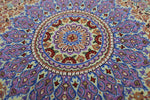 稀代のカラーリング 【ジャムシディ工房（アッバス）】 92×62cm ライムグリーン×紫「春の芽吹き」クム産シルク ID25021