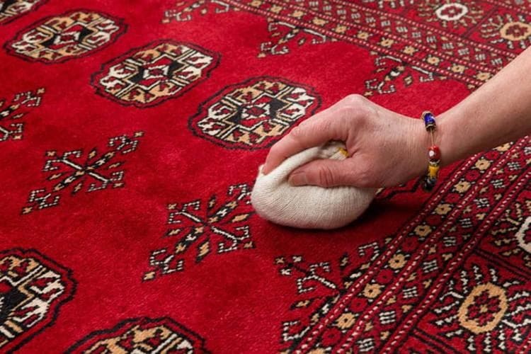 When a stain occurs, blotting with a white cloth to absorb it — the rule is to 'blot,' not rub