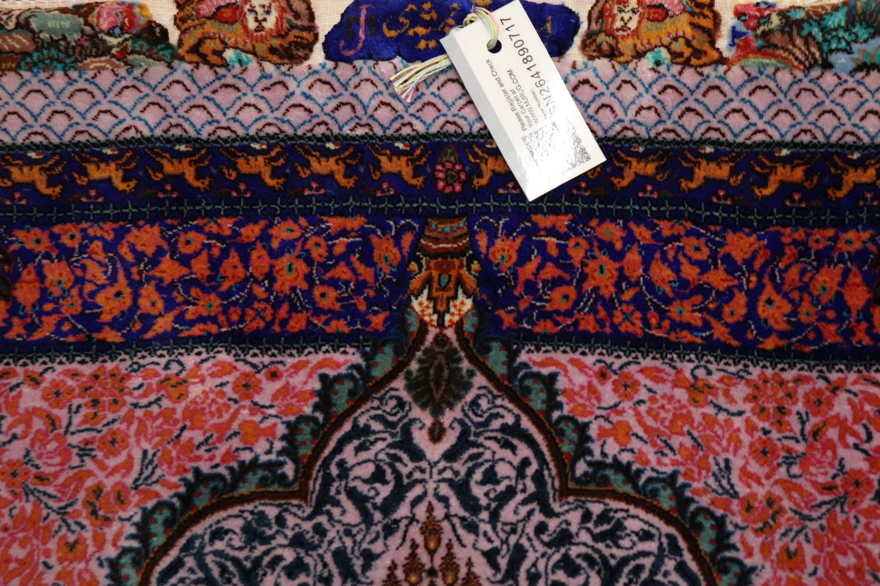 ペルシャ絨毯 クム産 シルク100% モハマドジャムシディ工房 最高密度