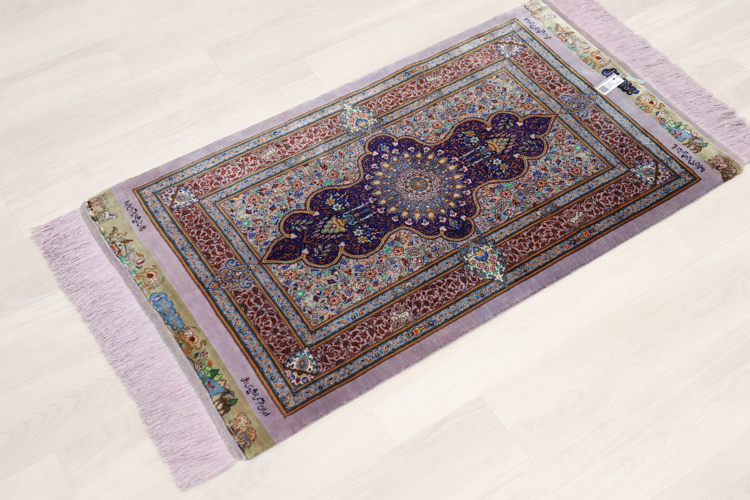 【至高・草木染】ジャムシディ工房 102×57cm ライラック「静寂のメダリオン」ID25026