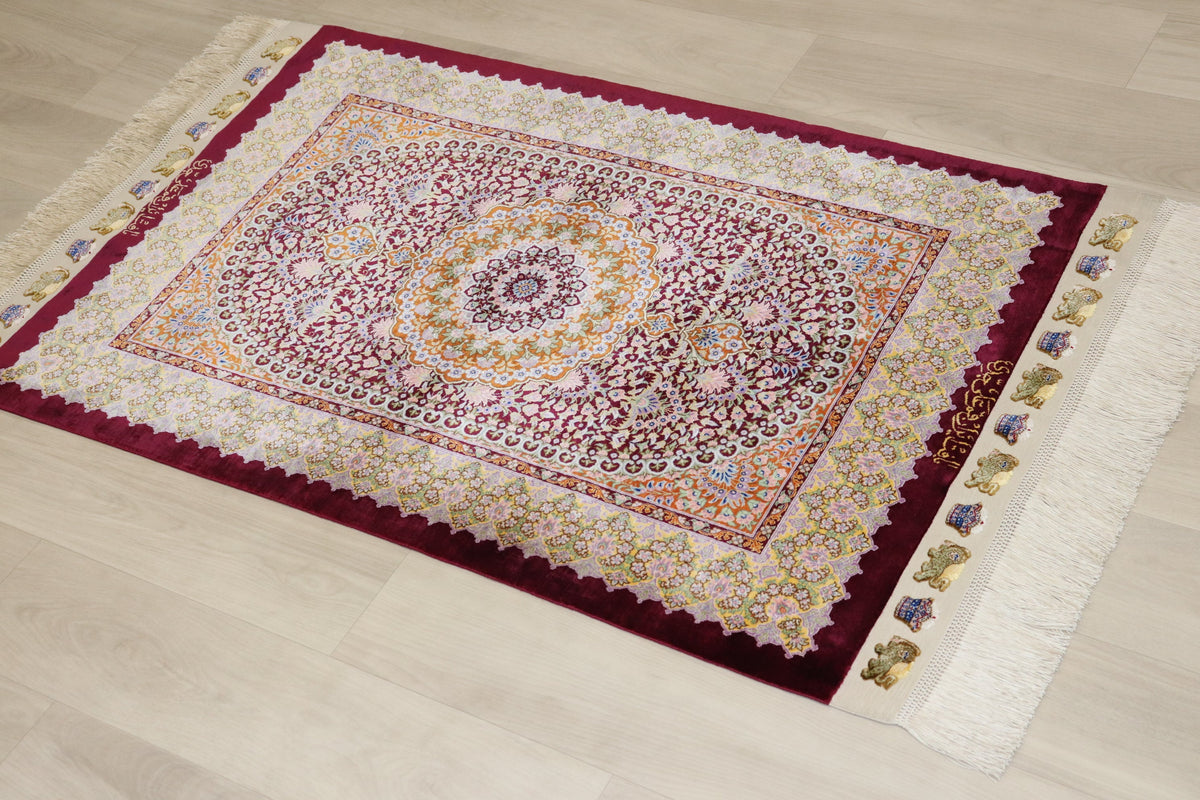 [ジェッディ工房]深淵なマルーンと輝くゴールド。宝石のような輝きを放つ、至高の一枚。ID:25030 カーペット・ラグ・マット > ラグ・カーペット