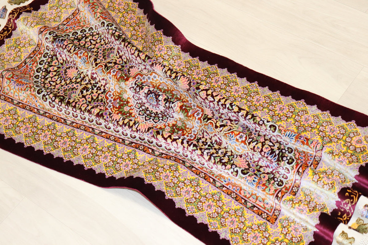 [ジェッディ工房]深淵なマルーンと輝くゴールド。宝石のような輝きを放つ、至高の一枚。ID:25030 カーペット・ラグ・マット > ラグ・カーペット