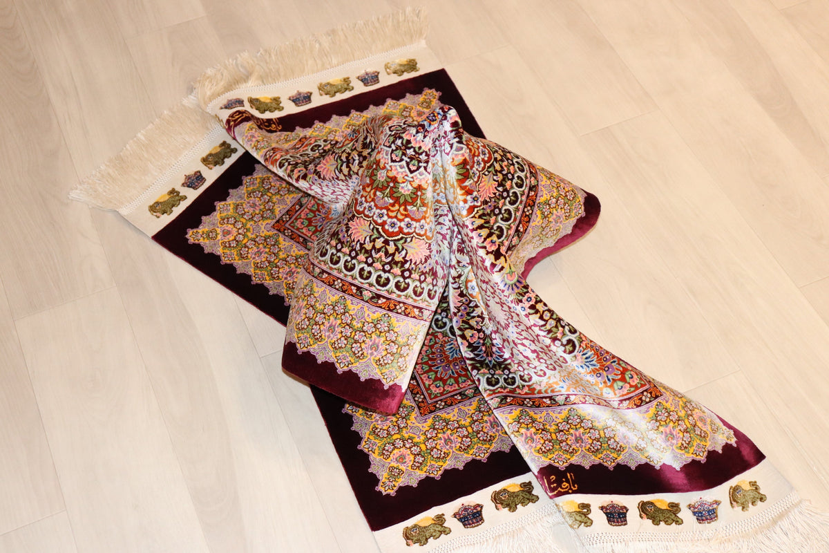 [ジェッディ工房]深淵なマルーンと輝くゴールド。宝石のような輝きを放つ、至高の一枚。ID:25030 カーペット・ラグ・マット > ラグ・カーペット