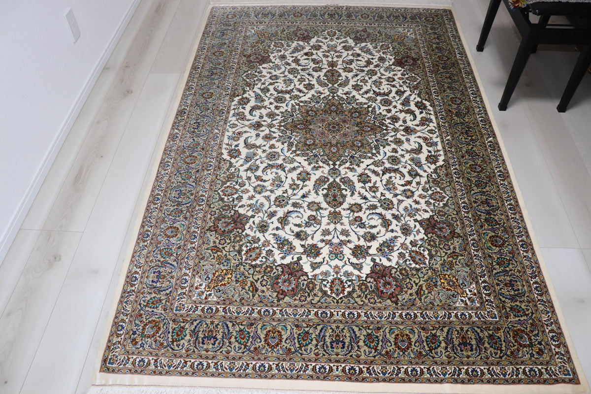 アルバル工房 カーシャン文様 明るいクリーム色 136×210cm (ID11008)