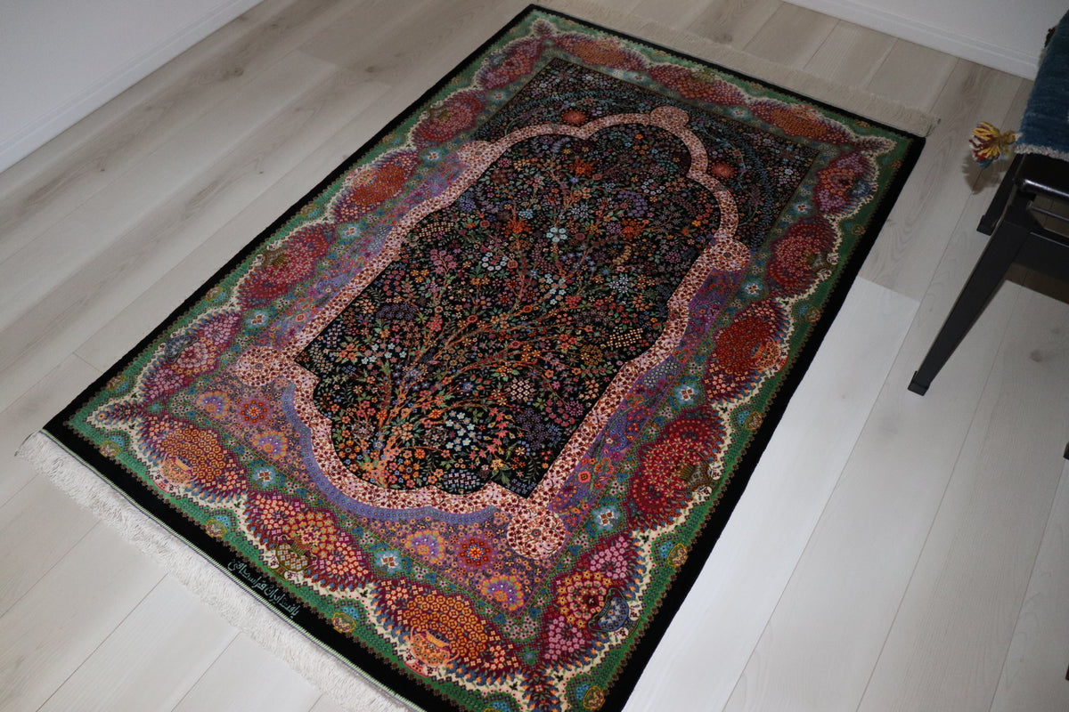 エスハギ工房 繁栄の生命の樹 黒×グリーン 101×151cm (ID18013)