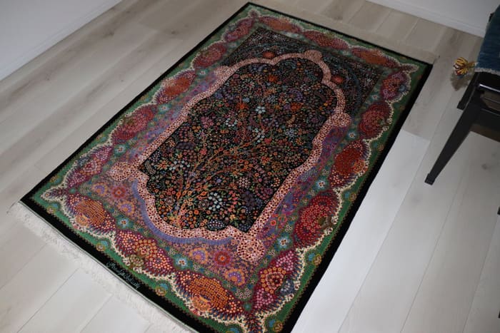 エスハギ工房 繁栄の生命の樹 黒×グリーン 101×151cm (ID18013)