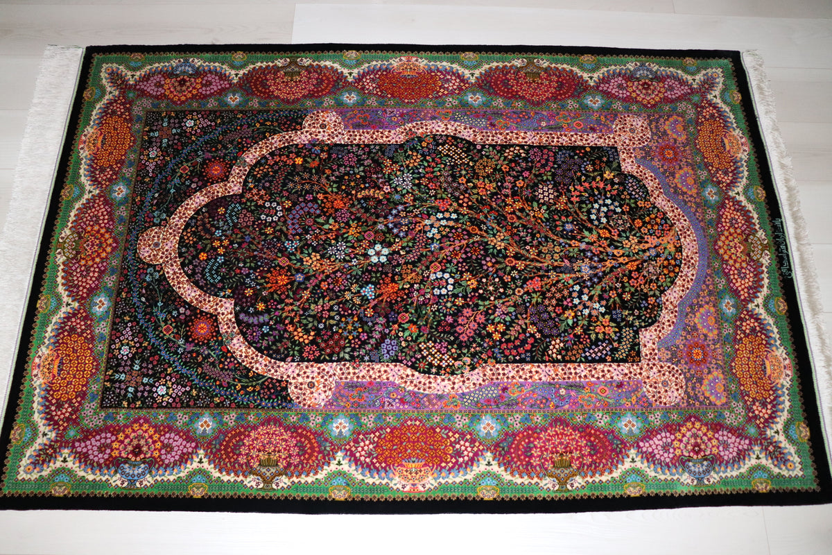 エスハギ工房 繁栄の生命の樹 黒×グリーン 101×151cm (ID18013)
