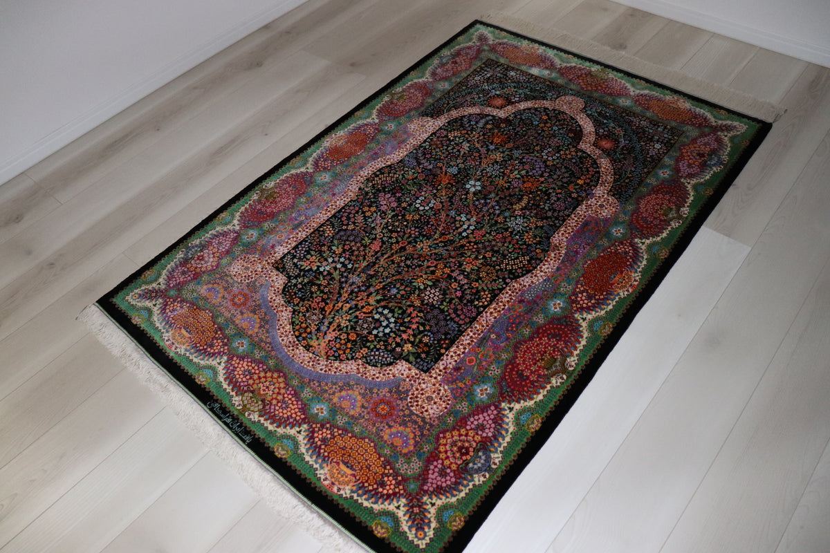 エスハギ工房 繁栄の生命の樹 黒×グリーン 101×151cm (ID18013)