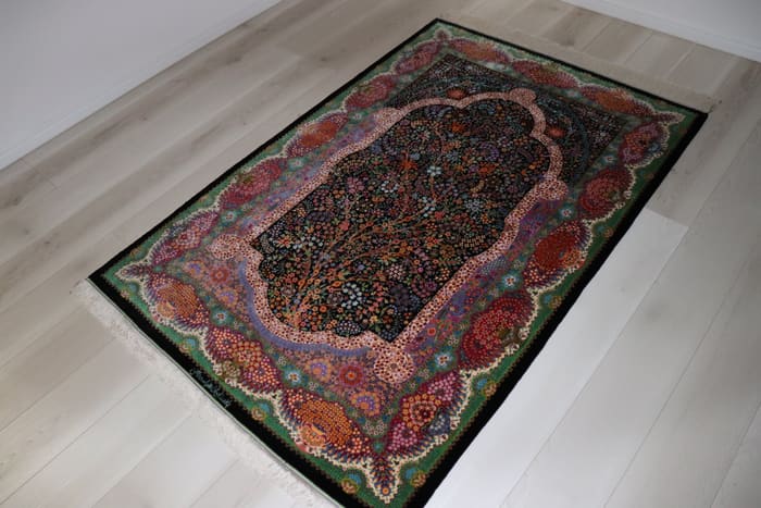 エスハギ工房 繁栄の生命の樹 黒×グリーン 101×151cm (ID18013)